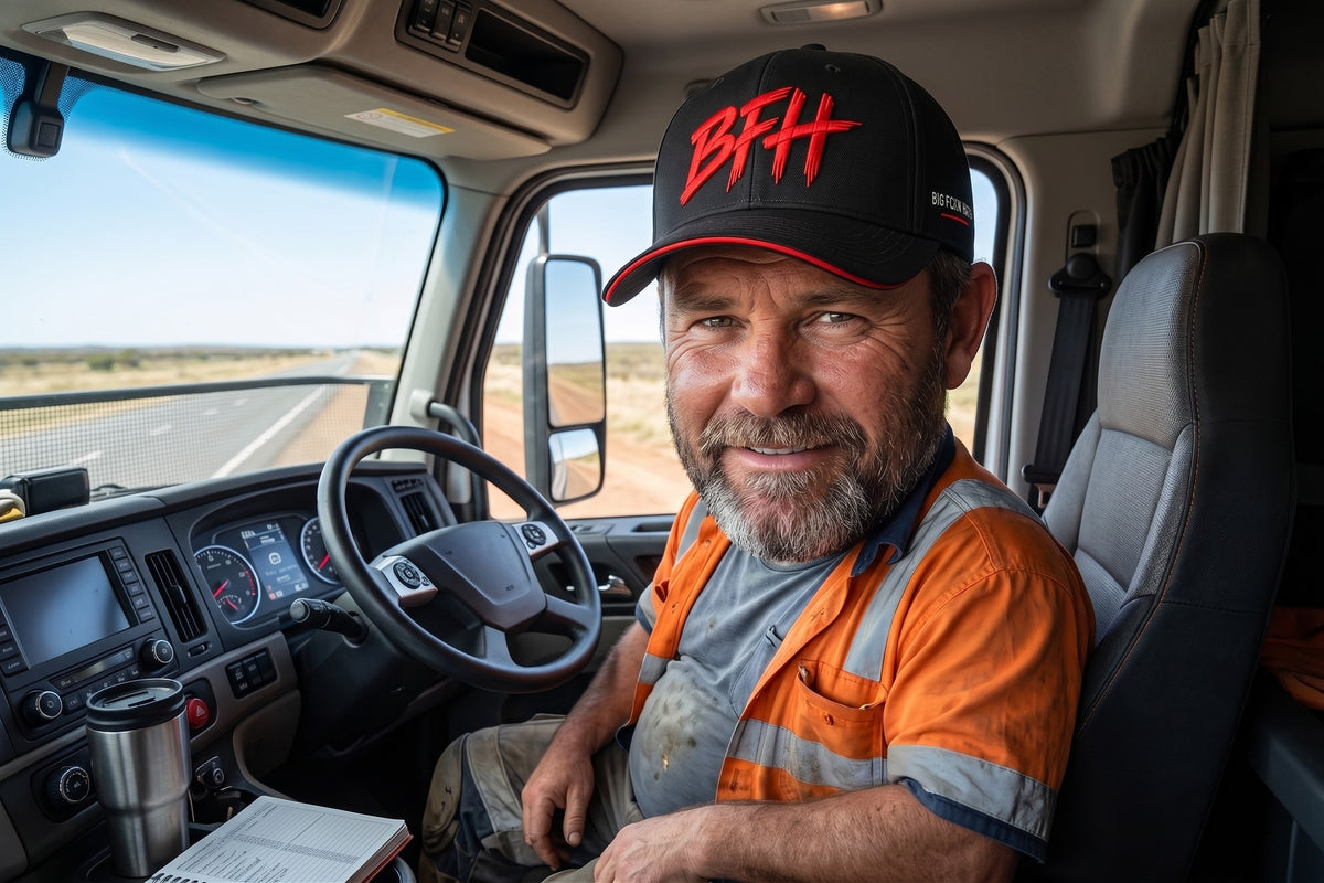 Truckie wearing The BFH Original in Black / Red