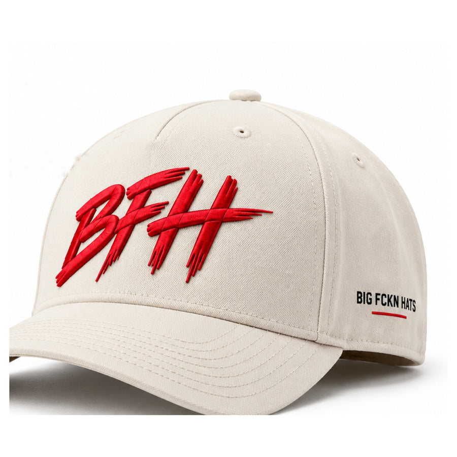 The BFH Original in Stone / Red - front three-quarter view